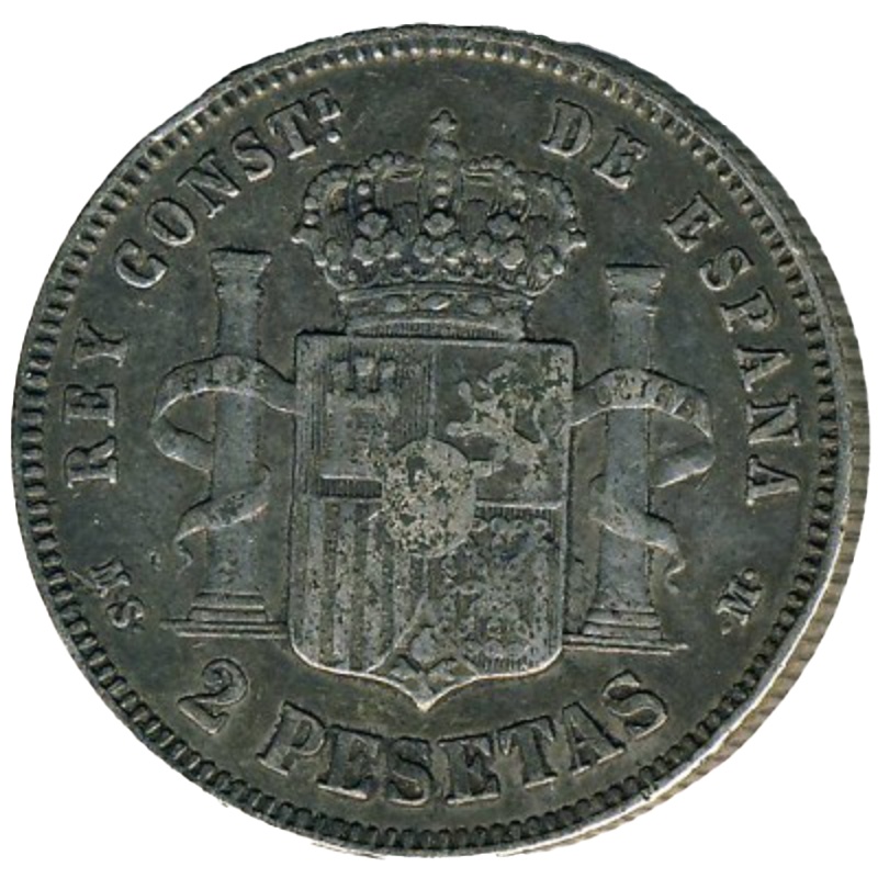 Anverso de 2 Pesetas - Alfonso XII