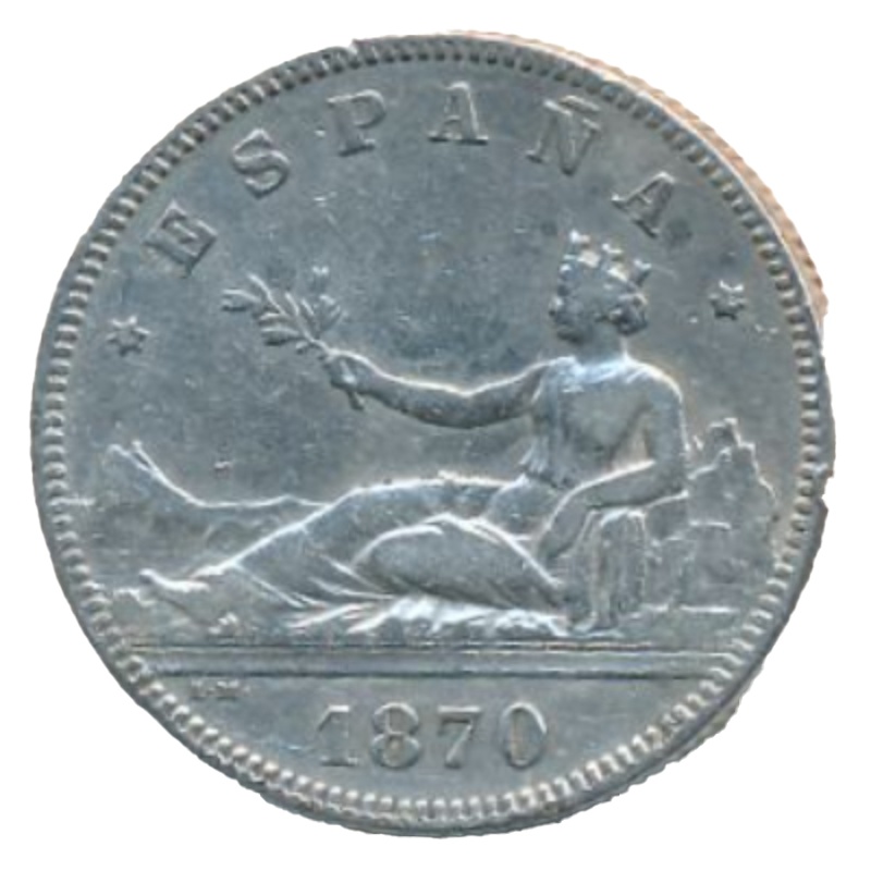 Moneda 2 Pesetas - Gobierno provisional | 1869 - 1870 - Reverso Reverso de 2 Pesetas - Gobierno provisional