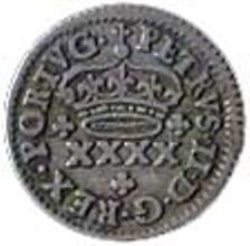 Anverso de 2 Vinténs - Pedro II (Príncipe corona, ceca de Lisboa)