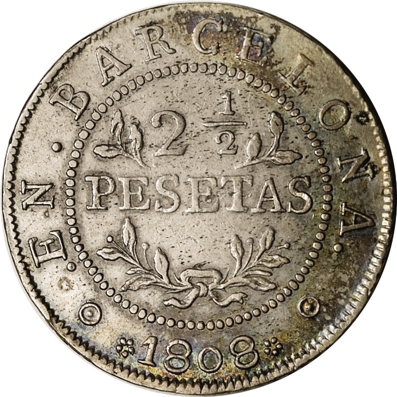 Anverso de 2 y ½ (media) pesetas