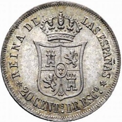 Reverso de 20 Céntimos de Escudo - Isabel II