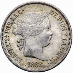 Anverso de 20 Céntimos de Escudo - Isabel II