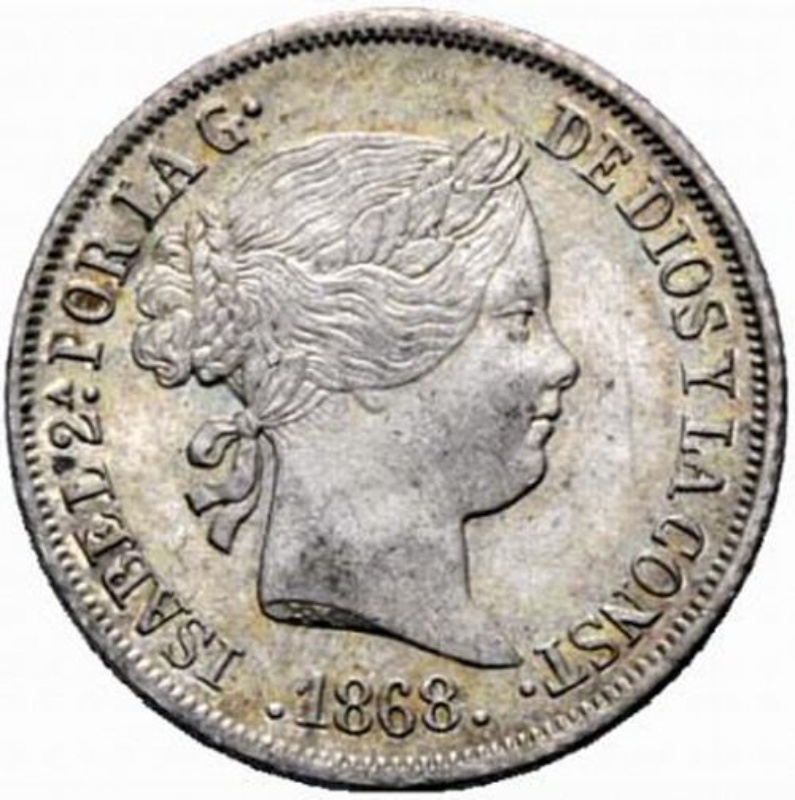 Anverso de 20 Céntimos de Escudo - Isabel II