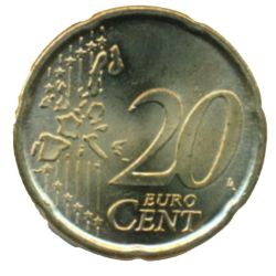 Reverso de 20 Céntimos de euro (1er tipo; 1er mapa)