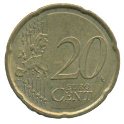 Reverso de 20 Céntimos de euro (1er tipo; 2º mapa)