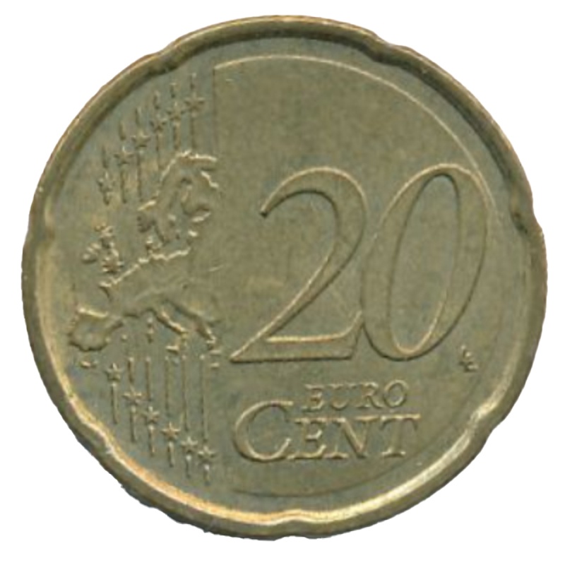 Reverso de 20 Céntimos de euro (1er tipo; 2º mapa)