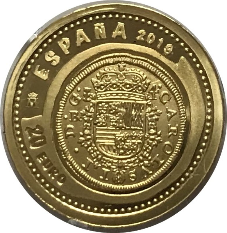 Moneda 20 Euros (4 Escudos de Carlos II) | 2019 - Anverso Anverso de 20 Euros (4 Escudos de Carlos II)
