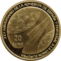 Reverso de 20 Euros (Entrada de España y Portugal en la Unión Europea)