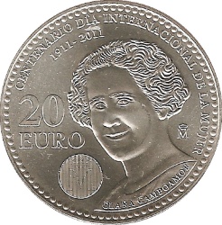 Reverso de 20 Euros - Juan Carlos I (Día Internacional de la Mujer)