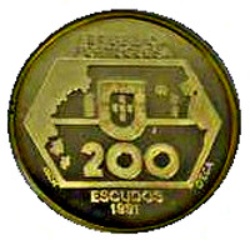 Anverso de 200 Escudos (Navegación hacia el Oeste; Oro)