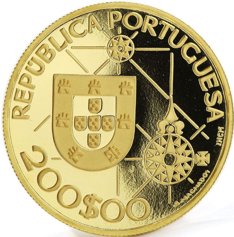 Anverso de 200 Escudos (Novo Mundo - América; Oro)