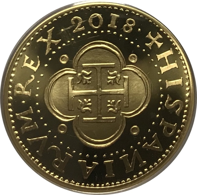 Reverso de 200 Euros (4 Escudos de Felipe II acuñados en 1588)