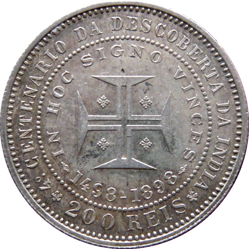 Moneda 200 Reales (Réais) - Carlos I (Descubrimiento de la India) | 1898 - Reverso Reverso de 200 Reales (Réais) - Carlos I (Descubrimiento de la India)
