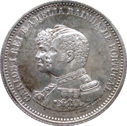 Anverso de 200 Reales (Réais) - Carlos I (Descubrimiento de la India)