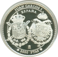 Anverso de 2000 Pesetas (Carlos V, Lübeck)
