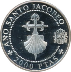 Reverso de 2000 Pesetas - Juan Carlos I (Cruz y vieira)