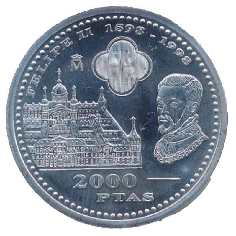 Anverso de 2000 Pesetas - Juan Carlos I (Felipe II & Escorial)