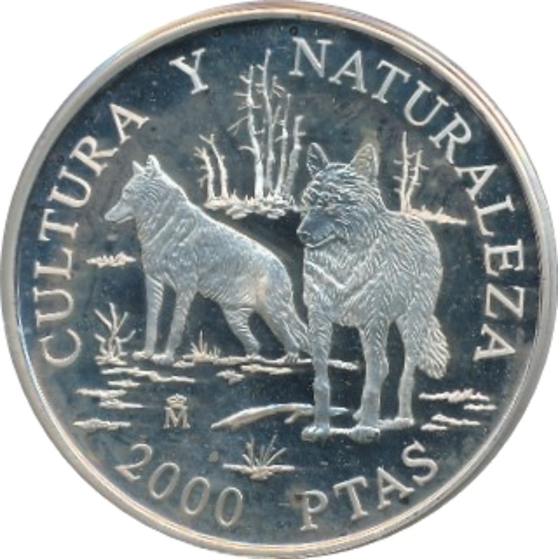 Reverso de 2000 Pesetas - Juan Carlos I (Lobos)