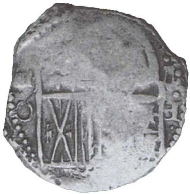 Reverso de 240 Reales (Réais) - João IV (Contramarca "Coronado 240" sobre 4 Reales España-América)