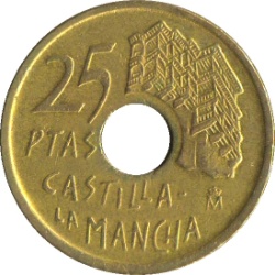 Reverso de 25 Pesetas (Castilla-La Mancha)
