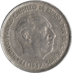 Anverso de 25 Pesetas - Francisco Franco