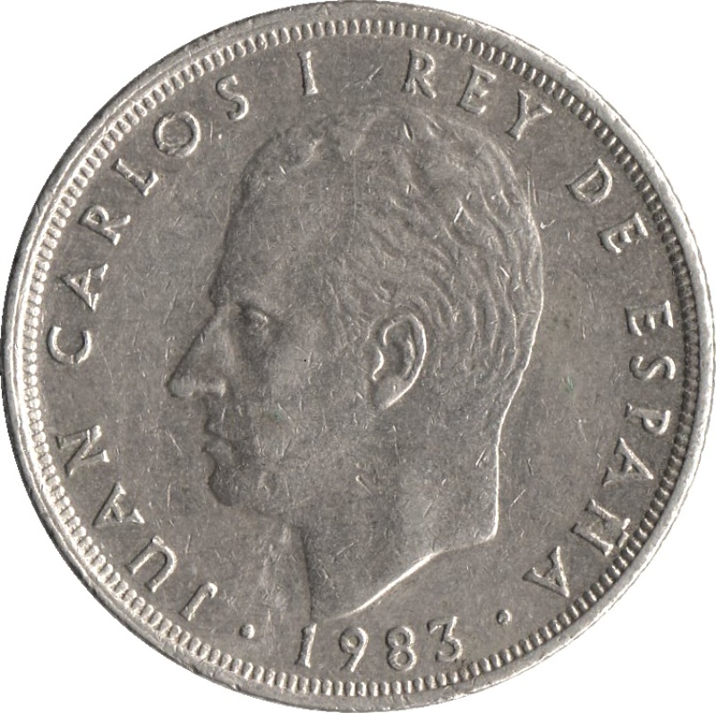 Anverso de 25 Pesetas - Juan Carlos I (con marca de ceca)