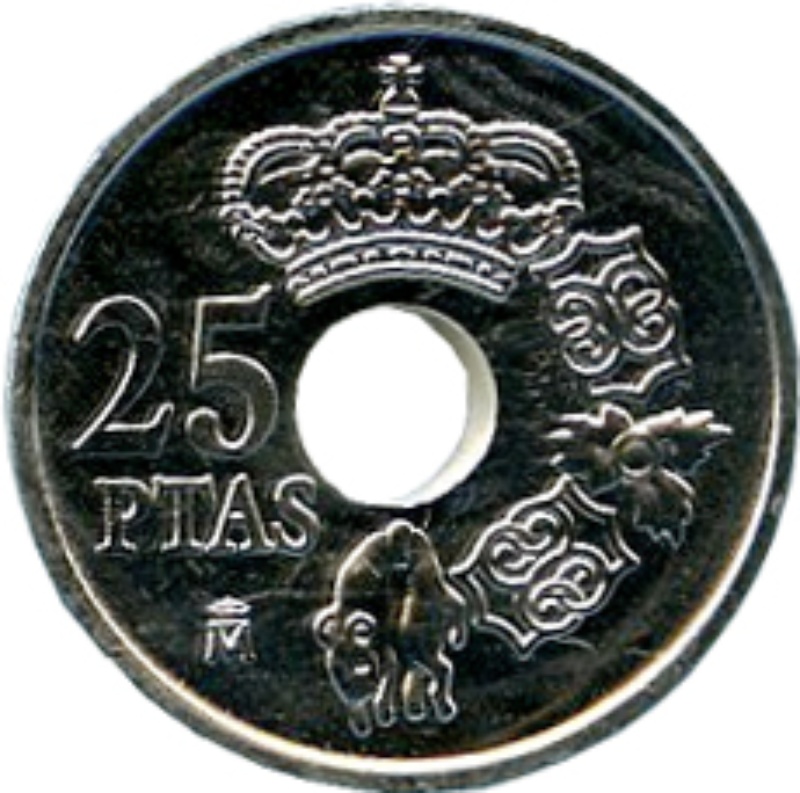 Reverso de 25 Pesetas - Juan Carlos I (plata)