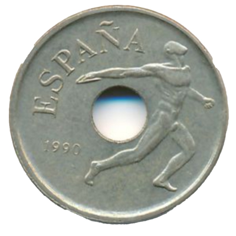 Reverso de 25 Pesetas (lanzamiento de disco)