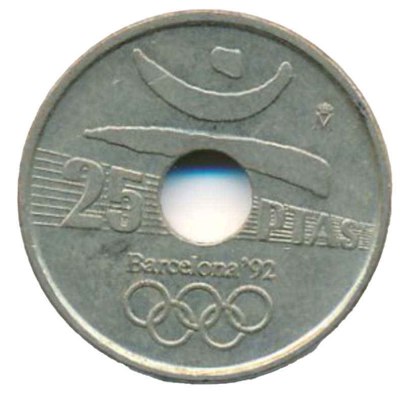 Anverso de 25 Pesetas (lanzamiento de disco)