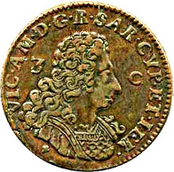 Anverso de 3 Cagliaresi - Vittorio Amedeo II