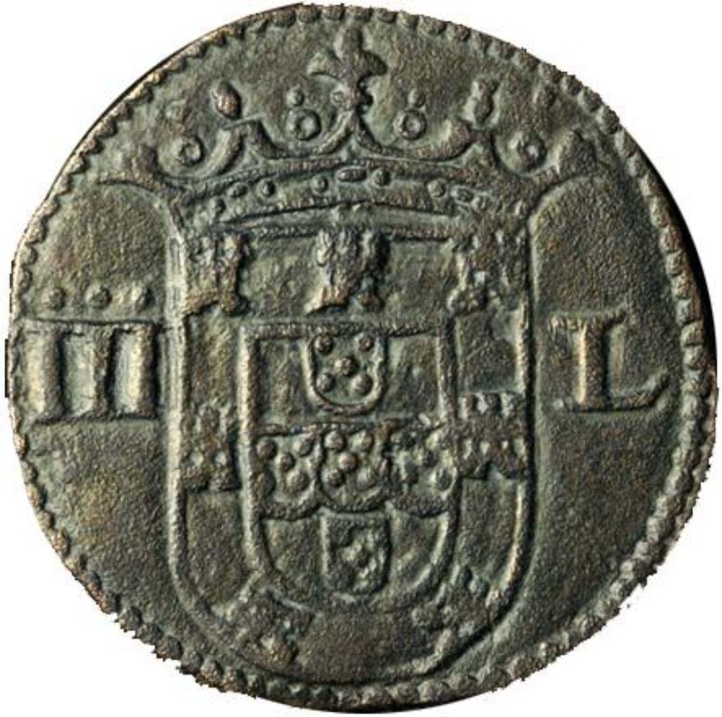 Moneda 3 Reales "III-L" - Sebastião I | 1557 - 1578 - Reverso Reverso de 3 Reales "III-L" - Sebastião I