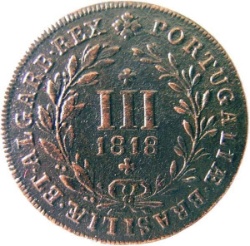 Reverso de 3 Reales (Réais) - Juan VI