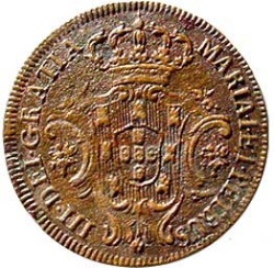 Anverso de 3 Reales (Réais) - María I y Pedro III