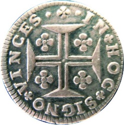 Reverso de 3 Vintens - João V (ceca de Lisboa)