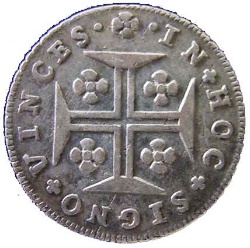 Reverso de 3 Vintens - María I