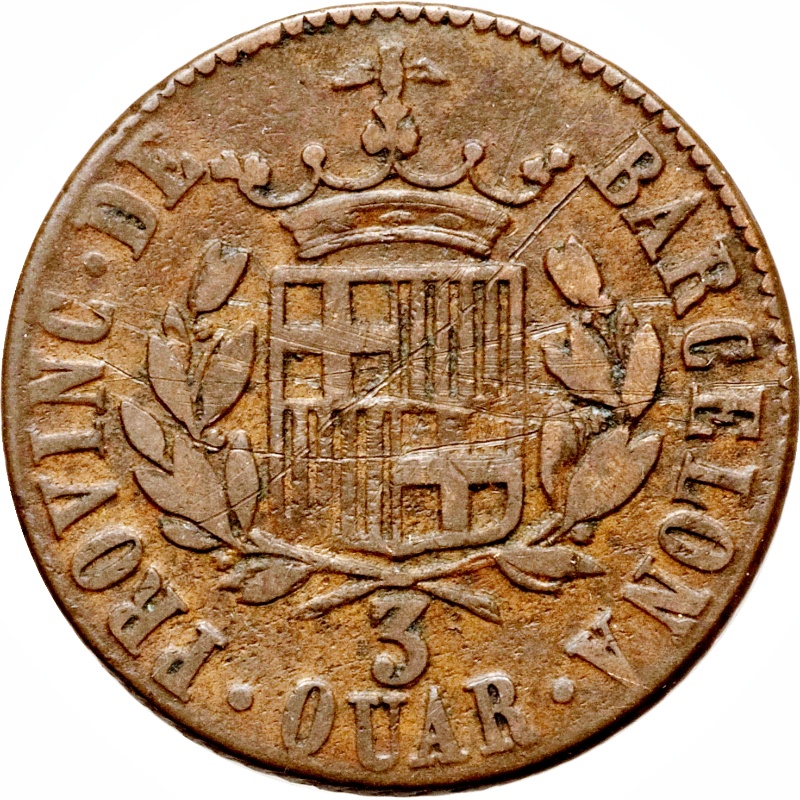 Moneda 3 Cuartos de Real (3 QUAR) | 1823 - Reverso Reverso de 3 Cuartos de Real (3 QUAR)