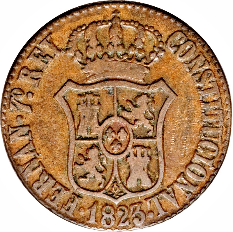 Moneda 3 Cuartos de Real (3 QUAR) | 1823 - Anverso Anverso de 3 Cuartos de Real (3 QUAR)