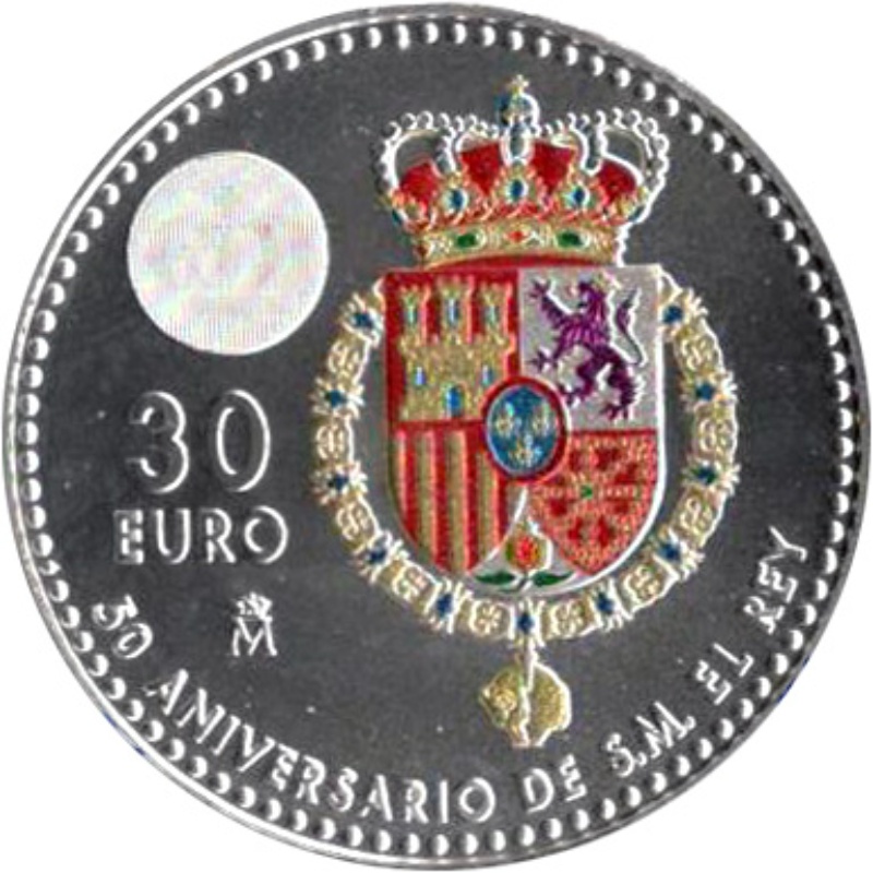 Reverso de 30 Euros - Felipe VI (50 Aniversario del Rey Felipe VI)