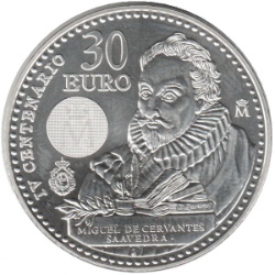 Reverso de 30 Euros - Felipe VI (IV Centenario de Miguel de Cervantes)