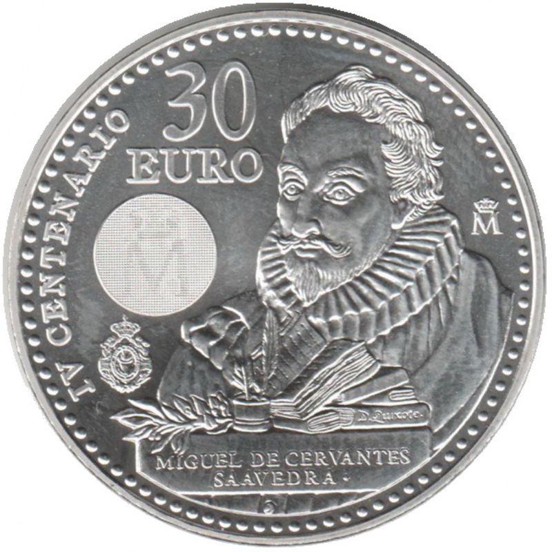 Moneda 30 Euros - Felipe VI (IV Centenario de Miguel de Cervantes) | 2016 - Reverso Reverso de 30 Euros - Felipe VI (IV Centenario de Miguel de Cervantes)