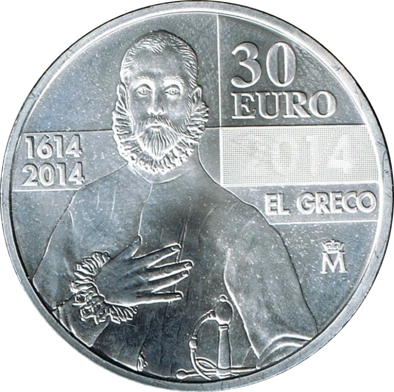 Moneda 30 Euros - Juan Carlos I (El Greco) | 2014 - Reverso Reverso de 30 Euros - Juan Carlos I (El Greco)