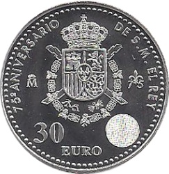 Reverso de 30 Euros - Juan Carlos I (Jubileo de Diamante)
