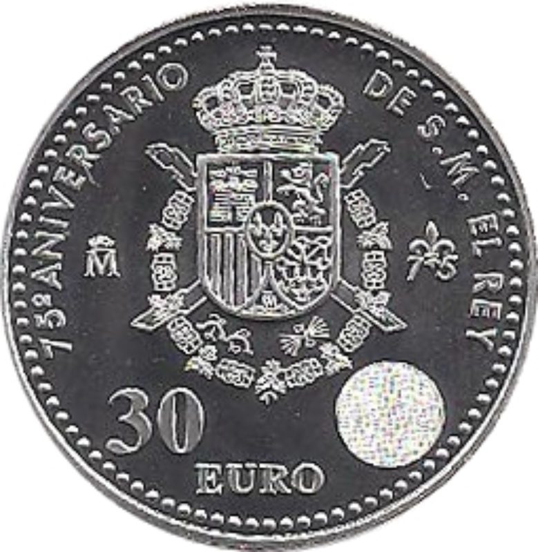 Moneda 30 Euros - Juan Carlos I (Jubileo de Diamante) | 2013 - Reverso Reverso de 30 Euros - Juan Carlos I (Jubileo de Diamante)