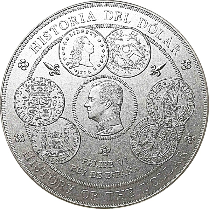 Moneda 300 Euros - Felipe VI (Historia del Dólar) | 2017 - Anverso Anverso de 300 Euros - Felipe VI (Historia del Dólar)