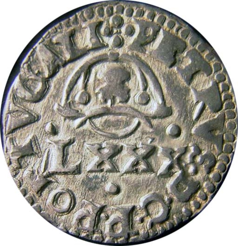 Moneda 4 Vintens - LXXX Reales (Réais) - Pedro Prince Regent (ceca de Lisboa) | 1672 - 1677 - Anverso Anverso de 4 Vintens - LXXX Reales (Réais) - Pedro Prince Regent (ceca de Lisboa)
