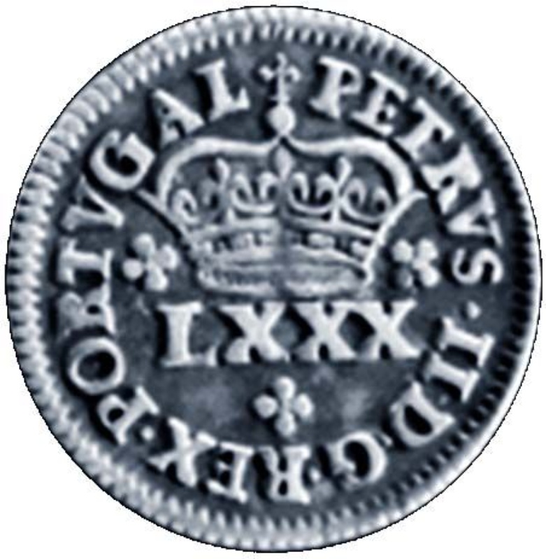 Moneda 4 Vintens de Real (Réais) - Pedro II (Príncipe corona, ceca de Lisboa) | 1683 - 1688 - Anverso Anverso de 4 Vintens de Real (Réais) - Pedro II (Príncipe corona, ceca de Lisboa)