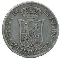 Anverso de 40 Céntimos de Escudo - Isabel II