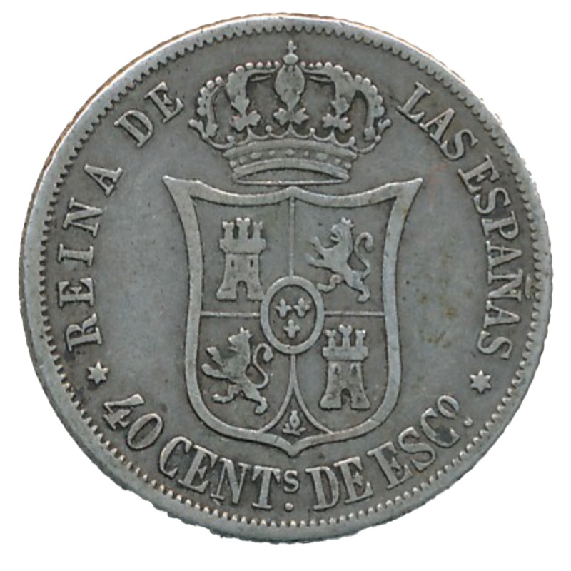 Anverso de 40 Céntimos de Escudo - Isabel II