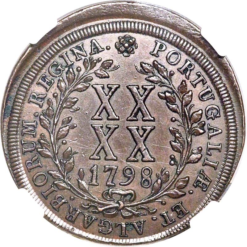 Reverso de 40 Reales (Réais) - María I (Patrón)