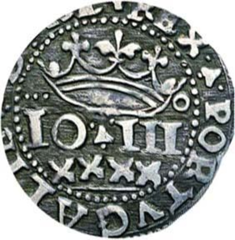 Moneda 40 (XXXX) Reais "Real Português" - João III (Corona con "o" a la derecha, Oporto) | 1538 - 1555 - Anverso Anverso de 40 (XXXX) Reais "Real Português" - João III (Corona con "o" a la derecha, Oporto)